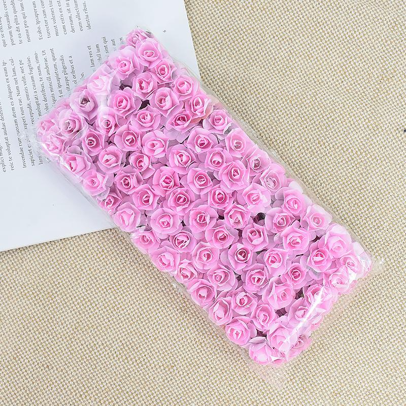 144/288pcs 2cm Mini Paper Rose Artificial Flowers Bouquet For Wedding Home Decoration DIY Scrapbooking Crafts Fake Plants Wreath