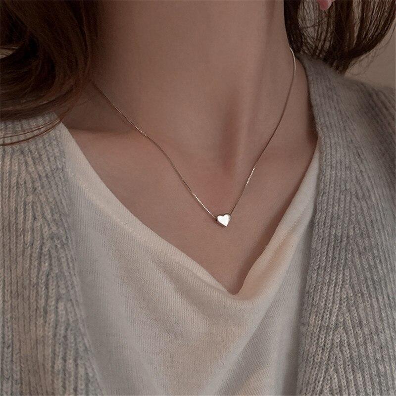 925 стерлингового серебра сердечко подвеска ожерелье для женщин свадебная вечеринка модные ювелирные изделия аксессуары колье колье люкс dz740