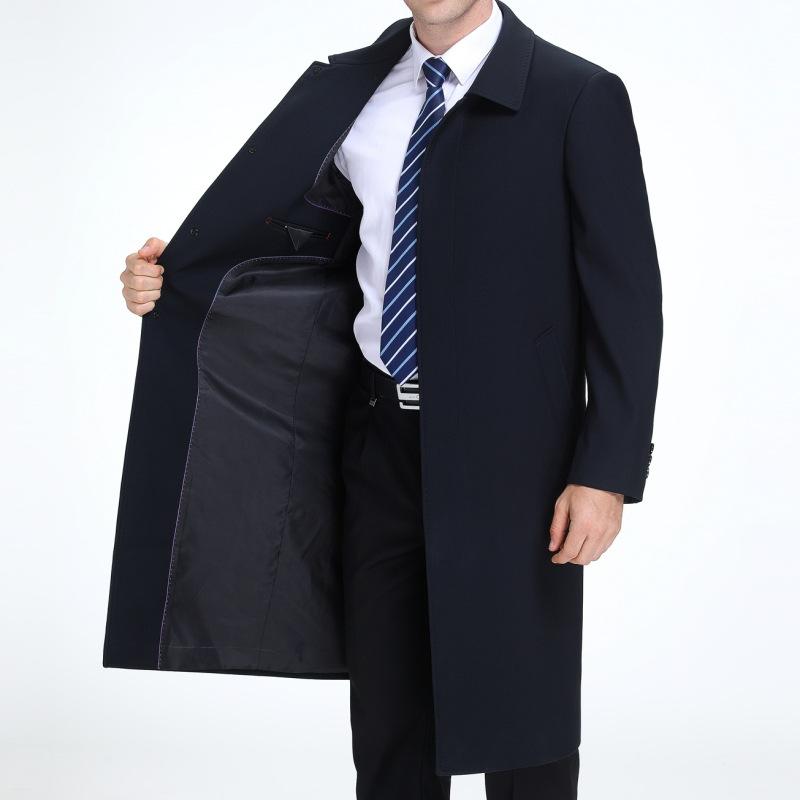 Мужская шерстяная длинная ветровка для мужчин среднего и пожилого возраста, деловое повседневное толстое пальто, осенне-зимнее новое шерстяное пальто для папы