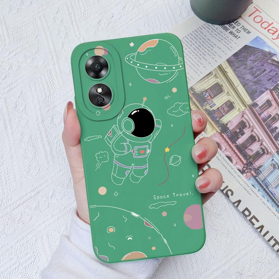 Чехол для телефона для OPPO A1 Pro 5G A9 A11 A15 A15S A17 A17K A33 A52, милый защитный чехол для камеры астронавта, жидкий силиконовый мягкий чехол для OPPO A58 Fundas Coque