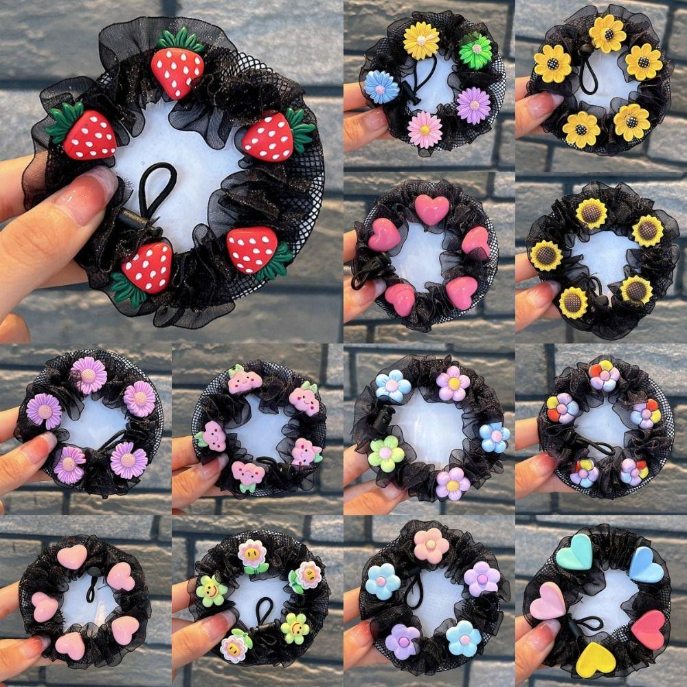 Регулируемая эластичная сетка для волос для девочек, модный головной убор, чехол для пучка волос, милая балетная сетка для волос для детей