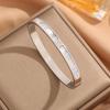 Stainless Steel Women's Bracelet with Diamonds and Four-Leaf Clover Studs - Non-fading, Cross-border Design.