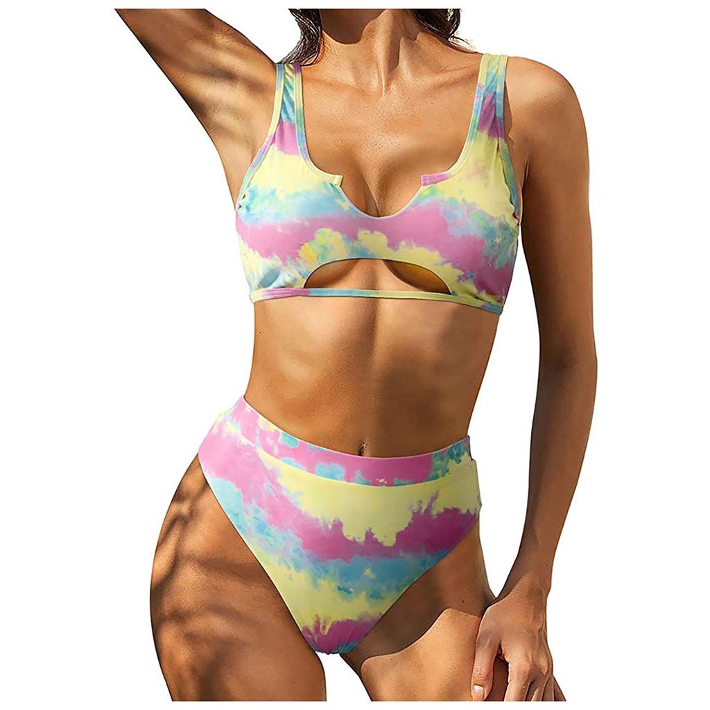 Women's Printing Padded Push Up 2 Piece Bikini Hollow Out Swimsuits Beachweart