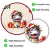 Indoor Outdoor Festive Ornaments Cartoon Hippo Christmas Wall Decal, Cute Sticker with Colorful Lights & Cheerful Animal Pattern Stickers Xmas Balls,