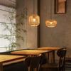 Lampe suspension rotin naturel NETTLIFE 1 lumière, Design bohème chic métal noir, Court, Luminaire E27 pour salle à manger salon