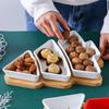 Christmas Tree Tray, Snack Serving Tray, Holiday Serving Dish, Ceramic Snack Bowls, Bamboo Serving Tray
