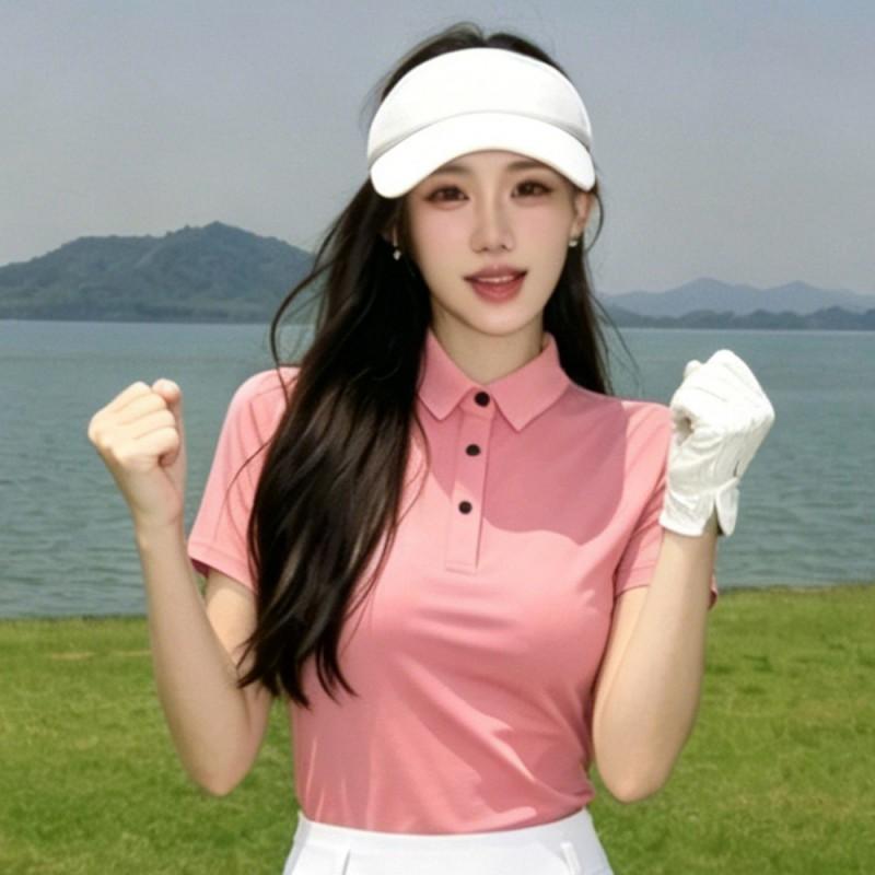 Womens Short Sleeve Polo Shirts Sports Skirt Set Quick Dry Breathable Tennis Outfit Female