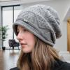 Вязаные шерстяные шапки для осени и зимы, женские, для защиты ушей, теплые, шапки-конфайны, модные, универсальные, для большого обхвата головы, шапки-бини