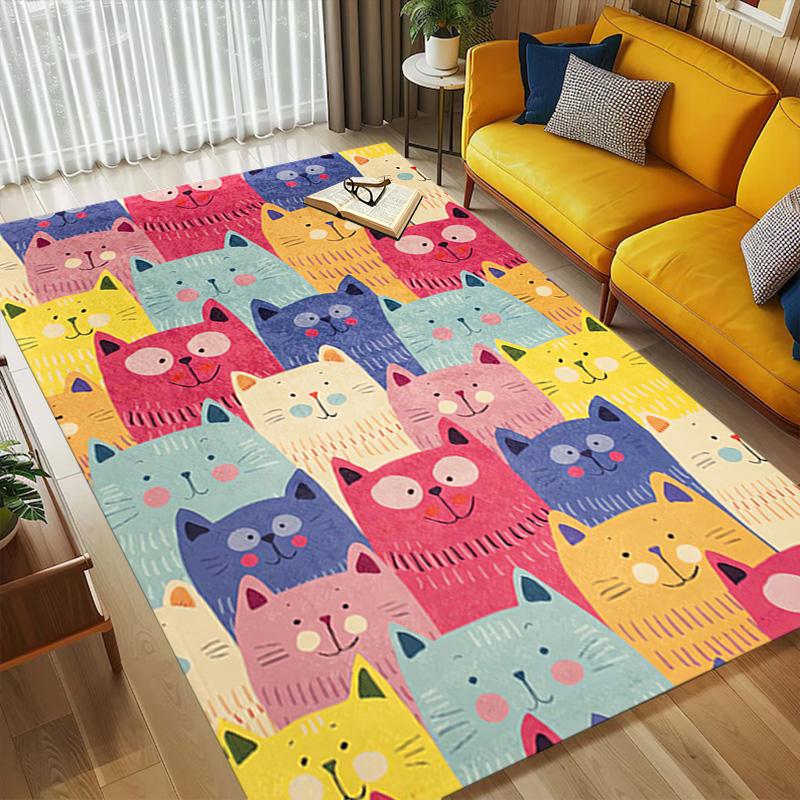 Colorful Cats Living Room Nonslip Area Rug Soft Carpet For Bedroom Game Playroom Sofa Office Home Decor Doormat Christmas Gift C9261231