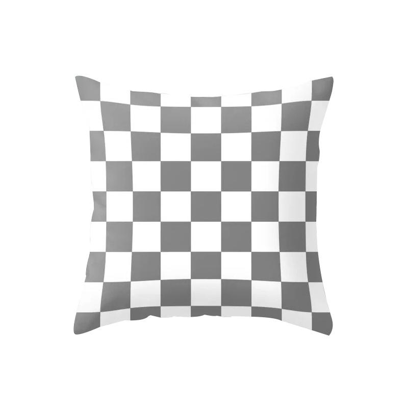 Modern Simple Gray Geometric Peach Leather Velvet Pillowcase Summer Sofa Home Office Cushion Pillowcase