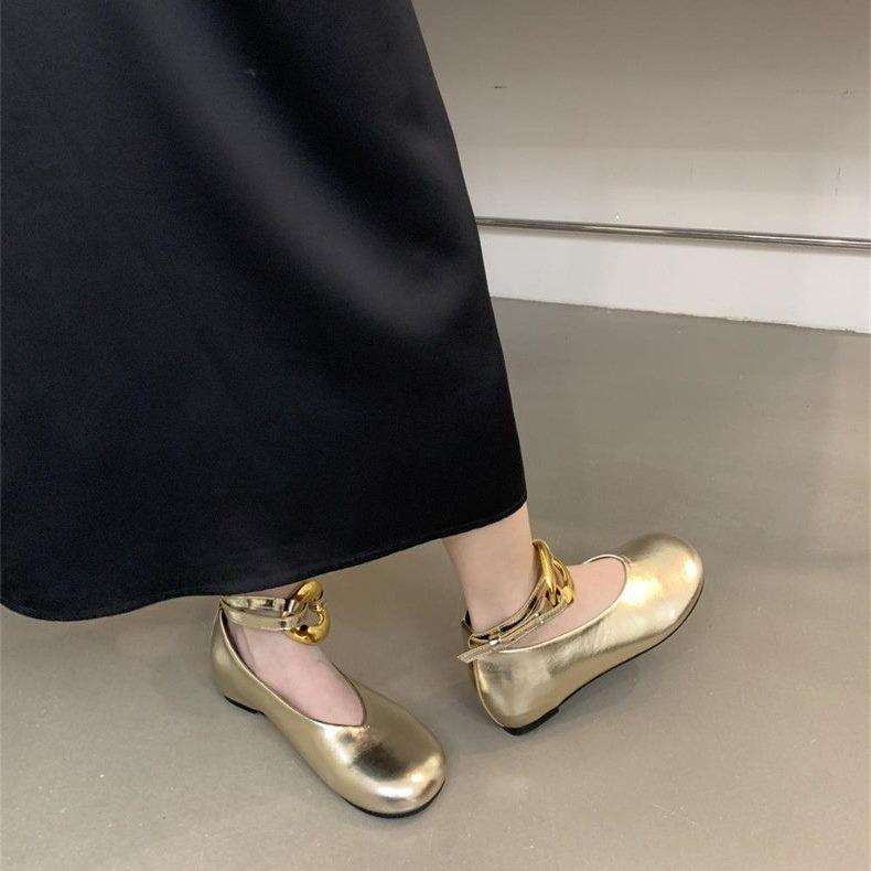 Французские ретро золотые маленькие кожаные туфли женские с пряжкой на щиколотке с шапочкой туфли весенние и летние туфли Мэри Джейн одинарные