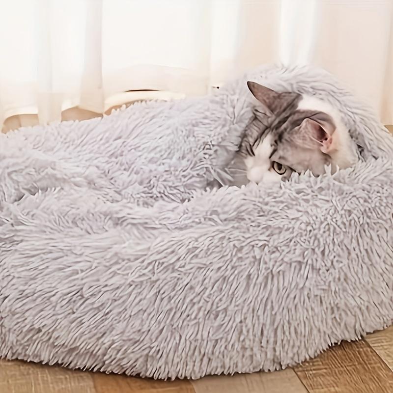 Побалуйте своего питомца комфортом: Кровать для собаки для глубокого сна с плюшевым дизайном собачьей будки, комфортным для кошек теплом и уютной подушкой для домашних животных в стильном собачьем питомнике.