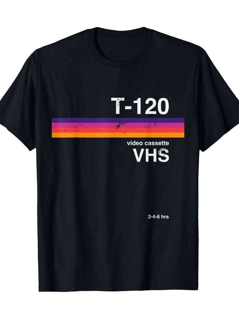 Азиатский размер Ретро футболка с рисунком видеокассеты VHS Ностальгический дизайн 80-х и 90-х Унисекс Повседневная одежда Ретро футболка
