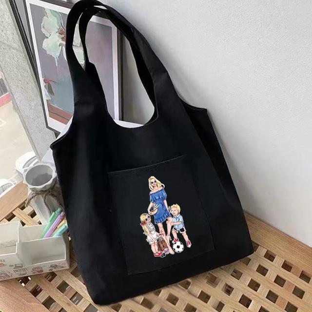 Canvas Bag Women‘s Shopping Bags Commuter Shopper Vest Bag Mom Series Grocery Eco Handbags Student Tote Bag Bags for Women