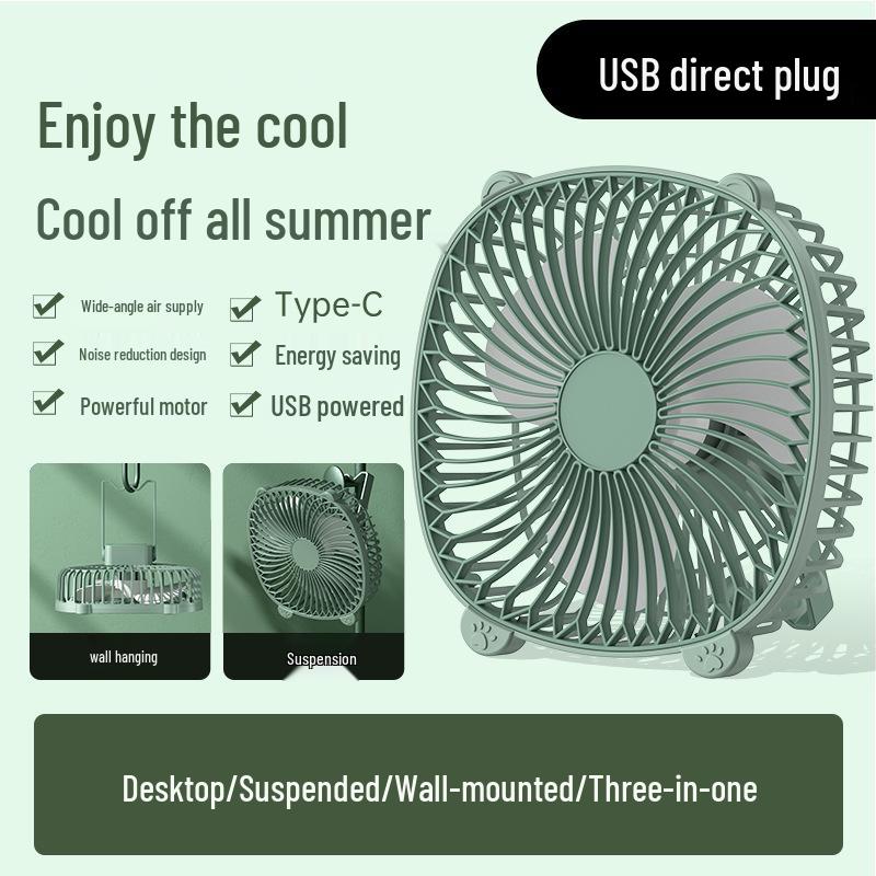 Wall-Mounted Desktop Night Light Fan: Compact & Powerful with Long Battery Life