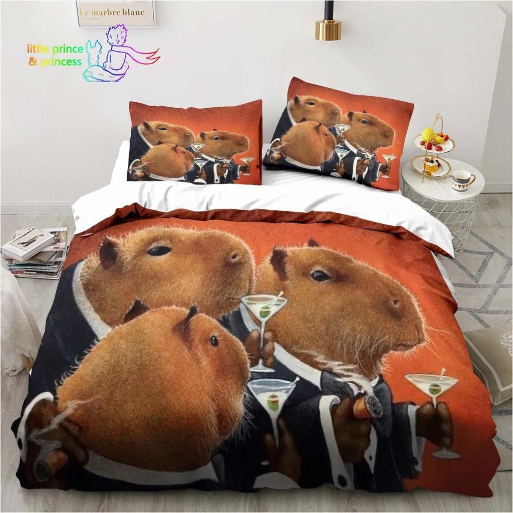 Каваи Милый Животный Капибара Мультяшный Удобный Пододеяльник Наволочка Постельное Белье Детская Спальня Декор Домашний Текстиль