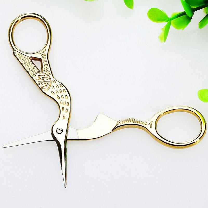 Gold Vintage Stork-Shaped Embroidery Sewing Trimming Dressmaking Craft Shears Cross