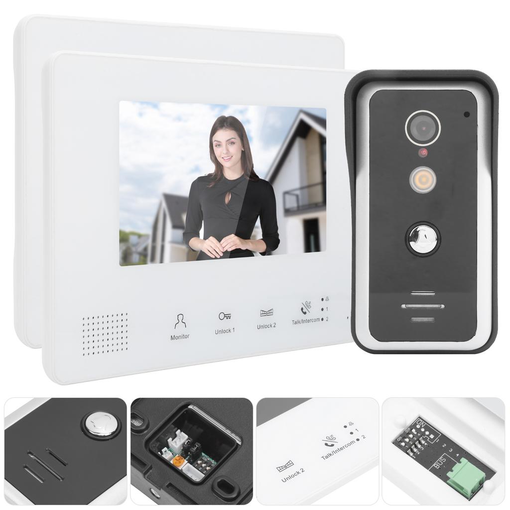 2-проводная система видеодомофона 7 дюймов 2 монитора 1000TVL камера ночного видения домашний интерком 100-240 В