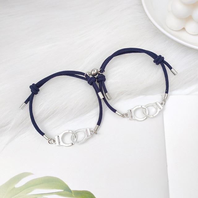 2шт Магнитный Парный Браслет Наручники Braclet Регулируемый Соответствующий Браслет Влюбленных Подарок На День Святого Валентина Пара Brazalete