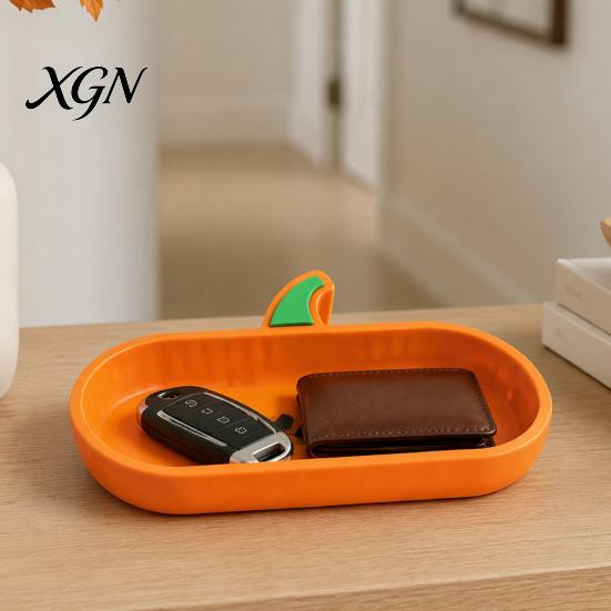 Halloween Home Decor 3D Printed Pumpkin Glasses Storage Tray, Decorative Desktop Organizer Tray for Sunglasses Keys & Jewelry, Themed Entrance Key