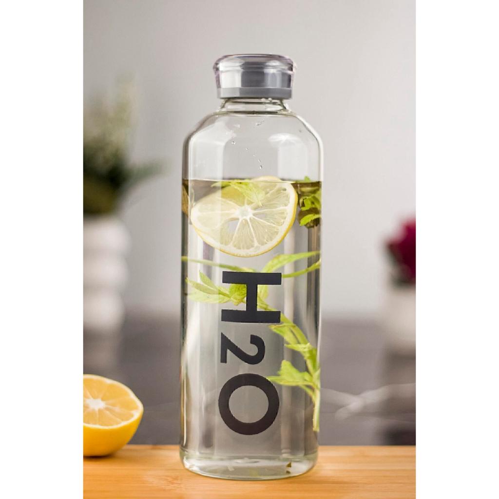 Колба из боросиликатного стекла H2o Вакуумная бутылка для воды с крышкой Бутылка для воды черная 1000 мл