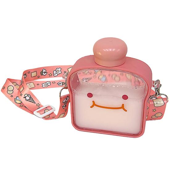 380 мл бутылка для воды герметичная пластиковая бутылка большой емкости с милым выражением плоская бутылка для воды для девочек