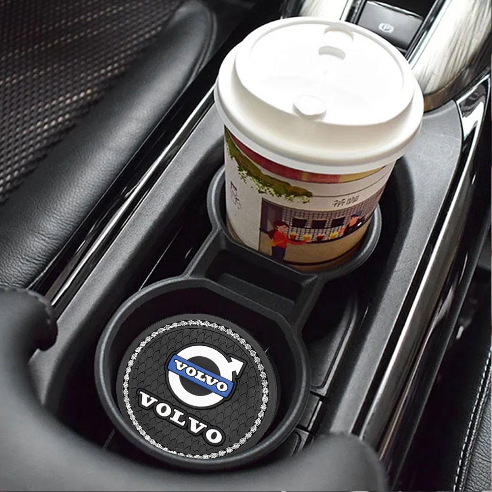2PCS Car Coasters Rubber Water Cup Bottle Holder Anti-slip Pad For Volvo S40 S80L S60 S90 S70 XC40 XC90 XC60 V40 V60 V90 V70