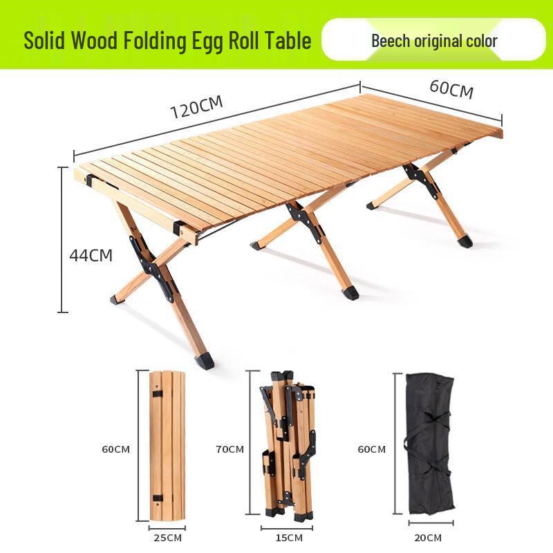 Outdoor Folding Beechwood Roll-Up Camping Table