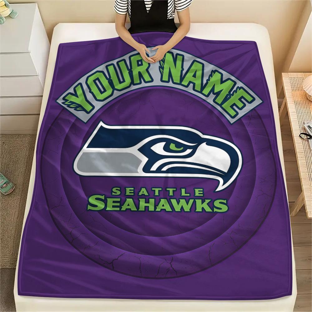 Custom Name Seattle Seahawks2 Flannel Blanket, High quality Comfortable for All Seasons, Home Decor, Warmth and Comfort