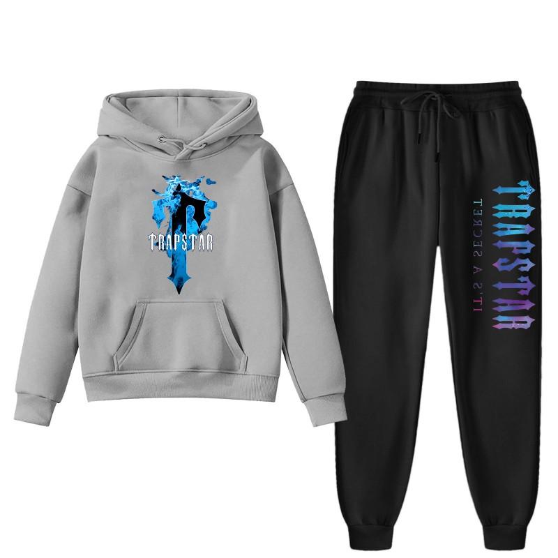 Trapstar Print Hoodie Pants Set Men Women Casual Streetwear Winter