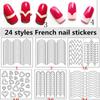 5 листов белого французского маникюра, полоски для дизайна ногтей, трафарет с бахромой для кончиков кончиков