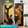 2pcs Koi Auspicious Pattern Printed Curtain for Home Decor - Rod Pocket Window Treatment for Bedroom, Office, Kitchen