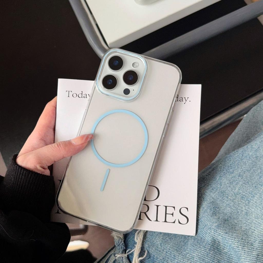Creative PC Crystal Case Suitable for IPhone 16 High Translucent Ring Magnetic Suction Phone Case 14 Apple 15 Anti-fall