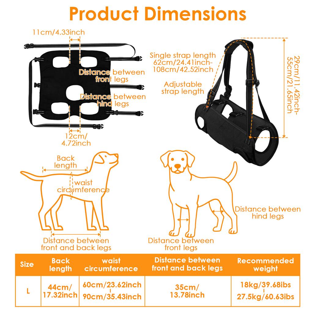 Dog Lift Harness Dog Body Support Harness for Injured Disabled Elderly Dog Carrying Recover Support Harness Pet Supplies