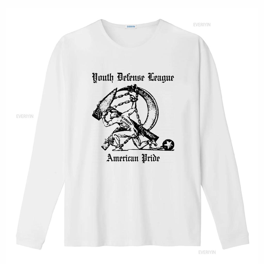 Футболка Youth Defense League с принтом American Pride Стильный и патриотичный дизайн для винтажной стирки Повседневная Дышащая