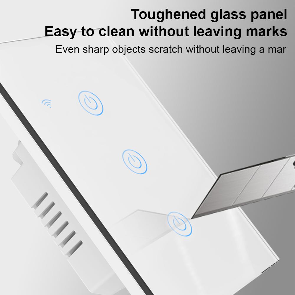 Сенсорная панель Wi-Fi, переключатель для дома, умная панель переключателя, светодиодный индикатор, панель из закаленного стекла