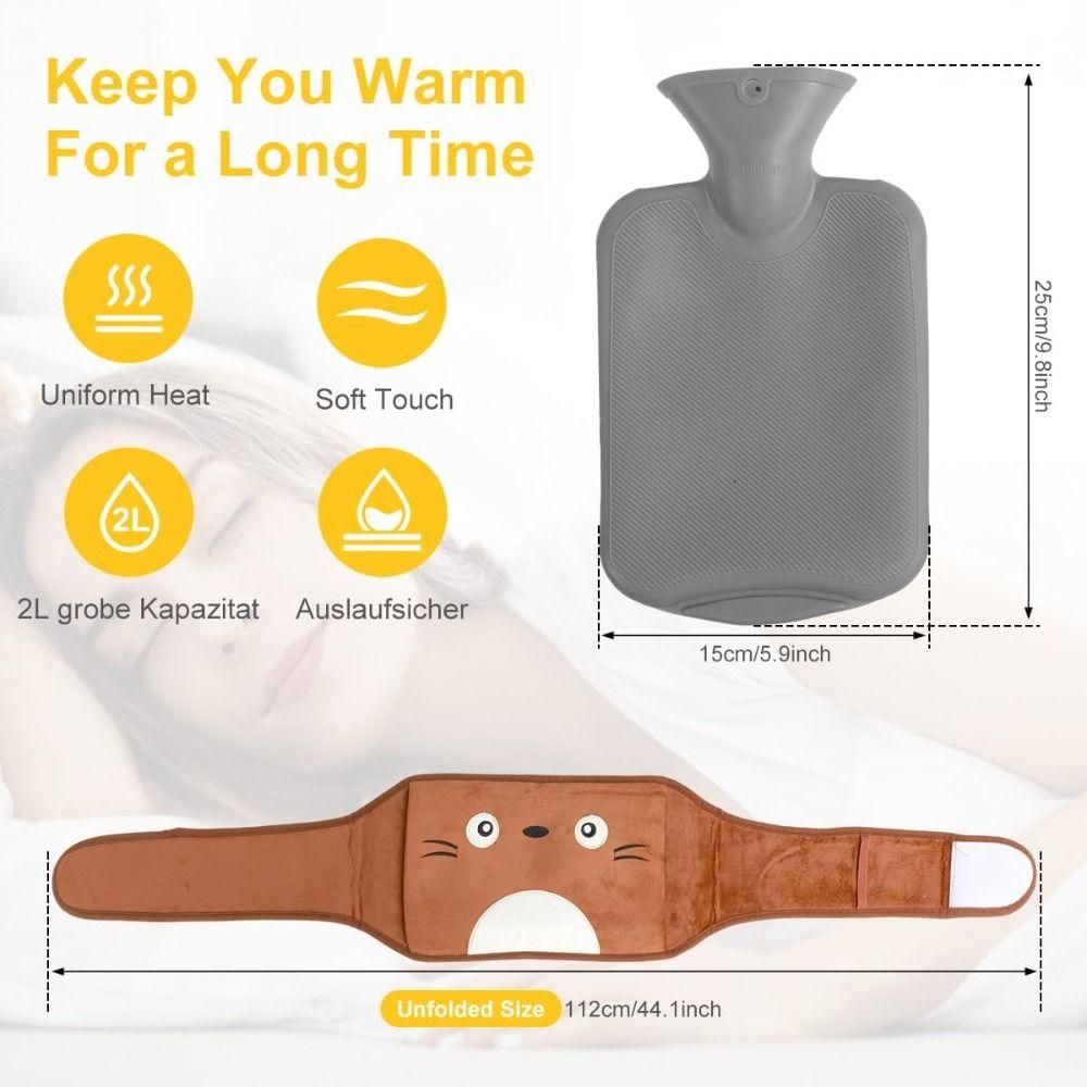 Портативный ПВХ пояс для грелки с горячей водой, носимый, мультяшный, мягкий грелка для рук, плюшевый пояс для прикрытия талии