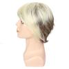 Synthetic Ombre Blonde To Brown Layered Wig with Bangs for Men Short Straight Hair Heat Resistant Natural Daily Party Man Wig