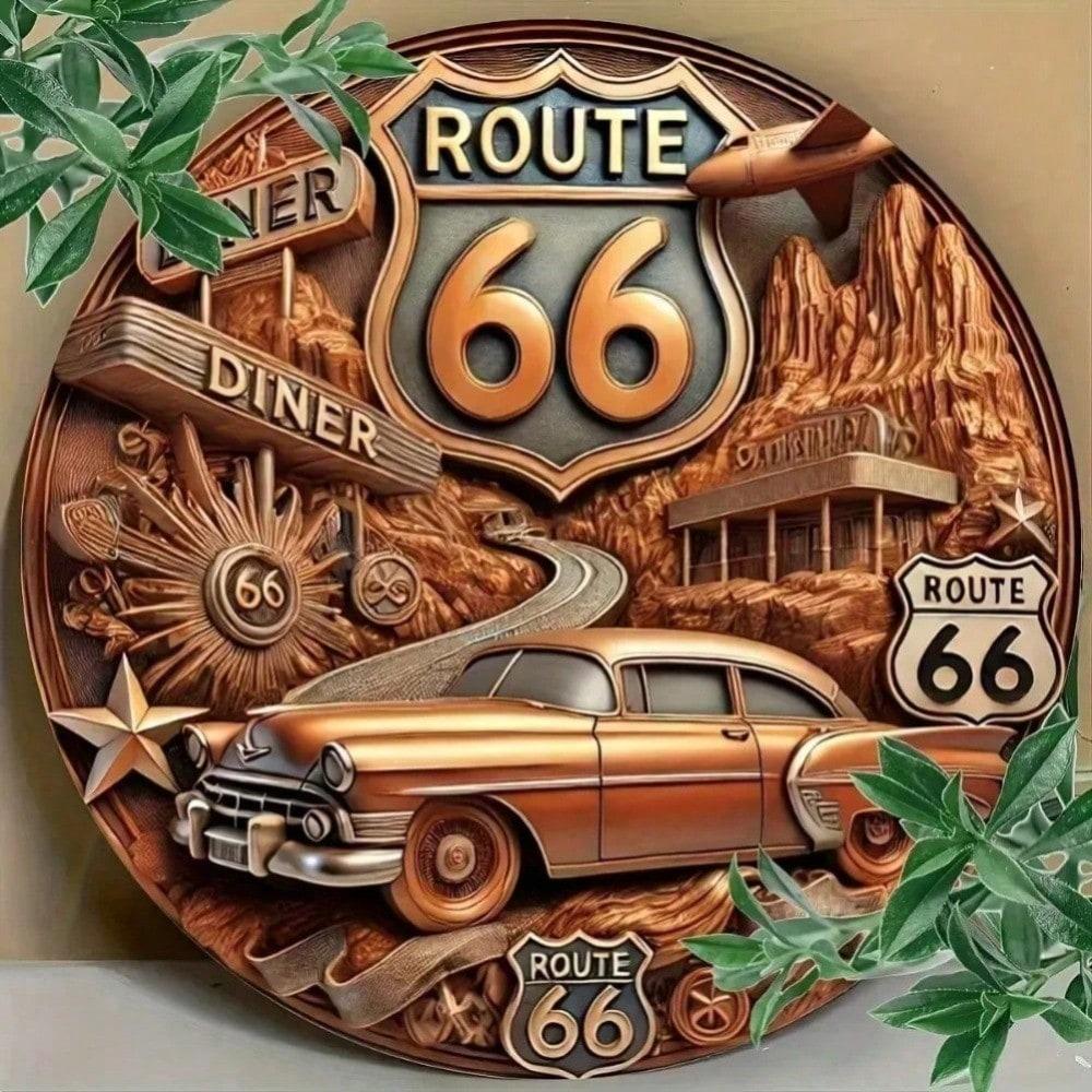 Двумерный металлический знак Route 66, Винтажная жестяная табличка для бара, кафе, гаража, Ретро настенный декор