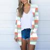 Женский кардиган в полоску с открытым передом и длинными рукавами и карманами, свободное пальто