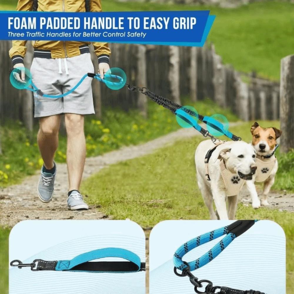 Comfortable Handle Dual Dog Leash 360 Swivel Pet Walking Rope Two Dog Lead Rope Dog Walking