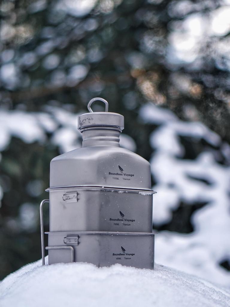 Boundless Voyage Titanium Military Canteen Bottle, 1100ml, Large Capacity, Lightweight, Rust-Resistant, for Outdoor Camping, with Bag (Canteen Only,