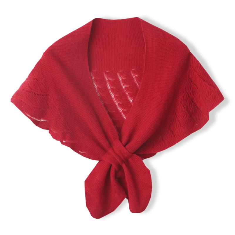 100%Wool Knitted Triangle Shawls Women Hollow Out Fashion Poncho Blouse Shoulder Fake Collar Cape Soft Warm Neck Scarves Girl