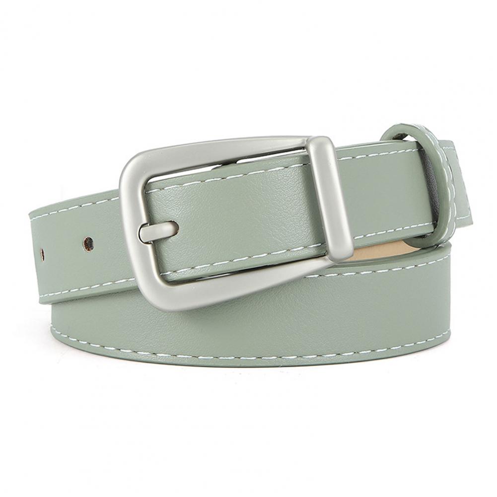 Women Belt Solid Color Pin Buckle Belt Multi Holes Adjustable Length Faux Leather Waistband Jeans Long Pants Belt