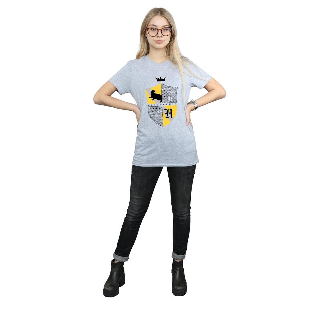 Harry Potter Womens/Ladies Hufflepuff Shield Cotton Boyfriend T-Shirt
