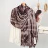 Viscose Rayon Tie-Dye Wide Border Fringed Scarf Shawl Lightweight Breathable Outdoor Travel