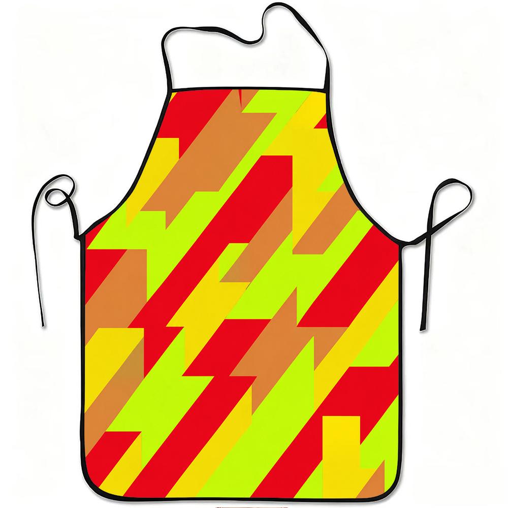1pc Colorful Geometric Striped Print Apron, Durable and Easy to Clean, Adjustable Waistband, Polyester Material, for Kitchen Cooking, Gardening, Orcha
