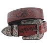 Retro Rhinestone Embossed Belt Men'S First Layer Cowhide Board Buckle Belt Hard Cowhide Rock Style Metal Rivet Belt