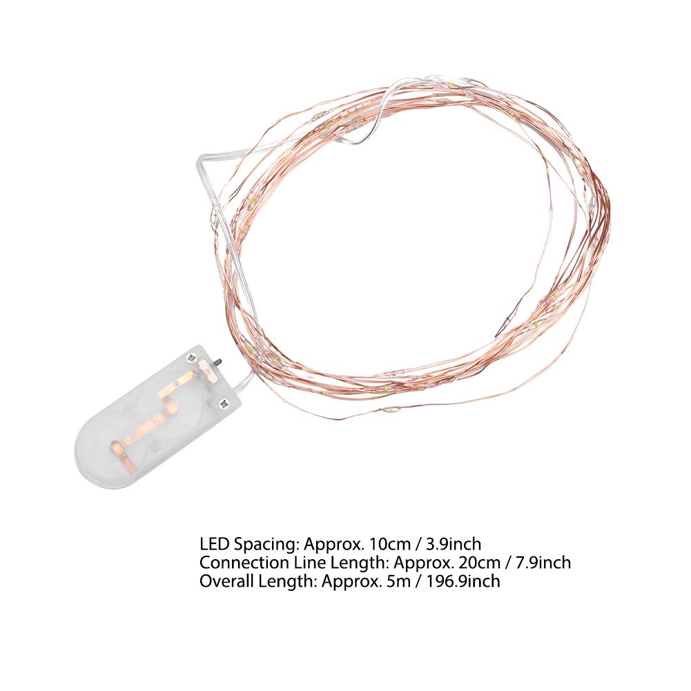 5m 50LED Fairy Lights Copper Wire String for Christmas Festival Indoor Decoration