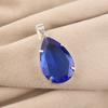 Драгоценный камень Синий Сапфир Серебряный Уникальный Кулон 1,6" Серебро 925 пробы Ювелирное изделие ручной работы на День Благодарения PP-67-10
